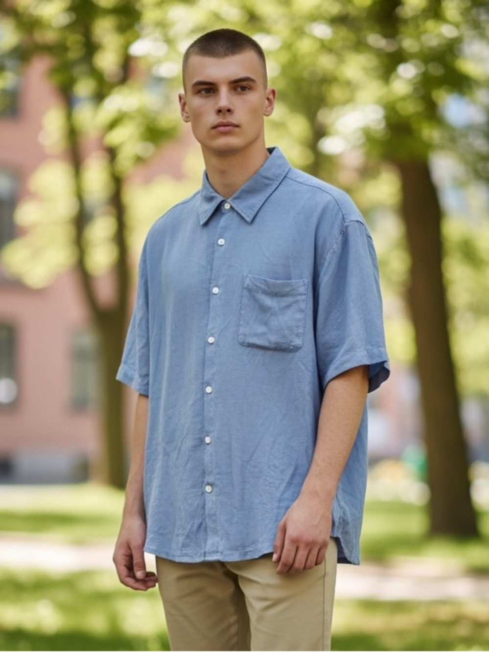Goodfellow & Co Light Blue Short-Sleeve Button-Down Shirt XXL NWT